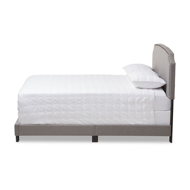 Queen Odette Upholstered Bed with Nailhead Trim - Baxton Studio: Hardwood Frame, Polyester Fill