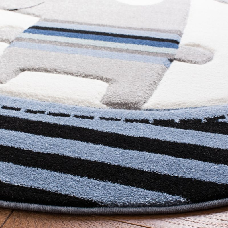 Carousel Kids CRK126 Power Loomed Area Rug - Navy/Ivory - 5'3" round - Safavieh.