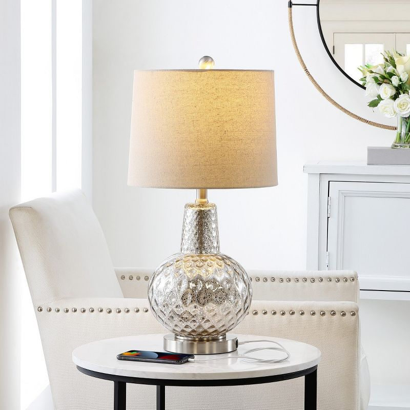 Atlas Table Lamp W/ USB Port - 23.5 Inch Height - TBL4201 - Mercury - Safavieh