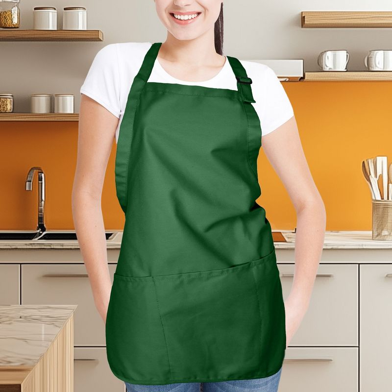 Dalix Waist Aprons Commercial Restaurant Home Bib Spun Poly Cotton Kitchen (3 Pockets) in Dark Green