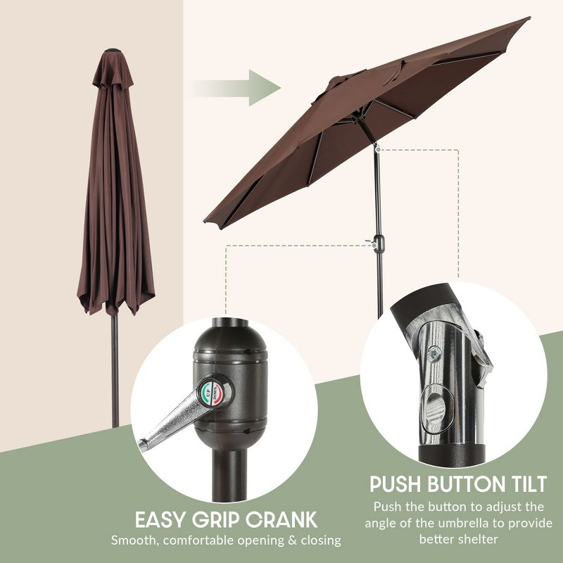 WestinTrends 9 Ft Outdoor Patio Market Table Umbrella with Tilt and Crank, Coffee