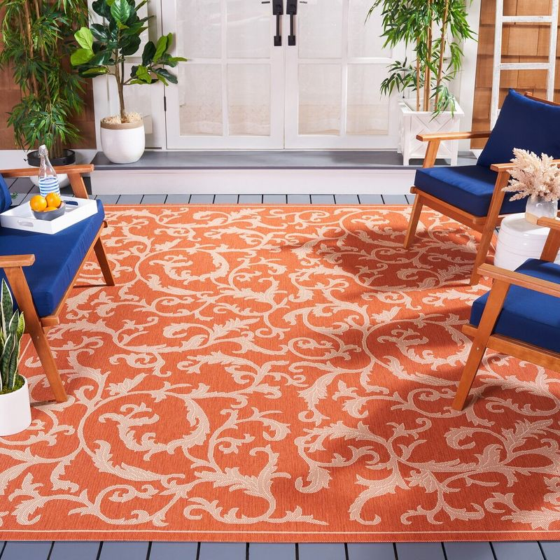 Courtyard CY2653 Power Loomed Indoor and Outdoor Area Rug - Terracotta/Natural - 9'x12' - Safavieh