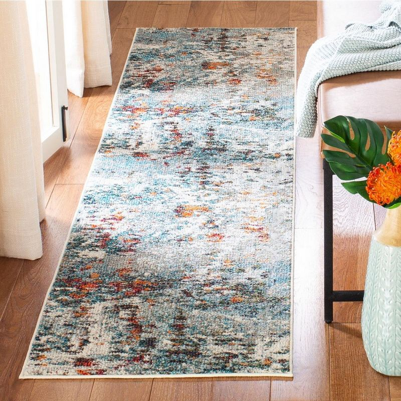 Madison MAD471 Power Loomed Indoor Runner Rug - Grey/Blue - 2'x8' - Safavieh