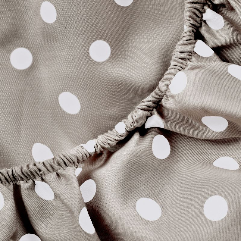 Polka Dot 600 Thread Count Cotton Blend Deep Pocket Bed Sheet Set, Full, Light Grey - Blue Nile Mills