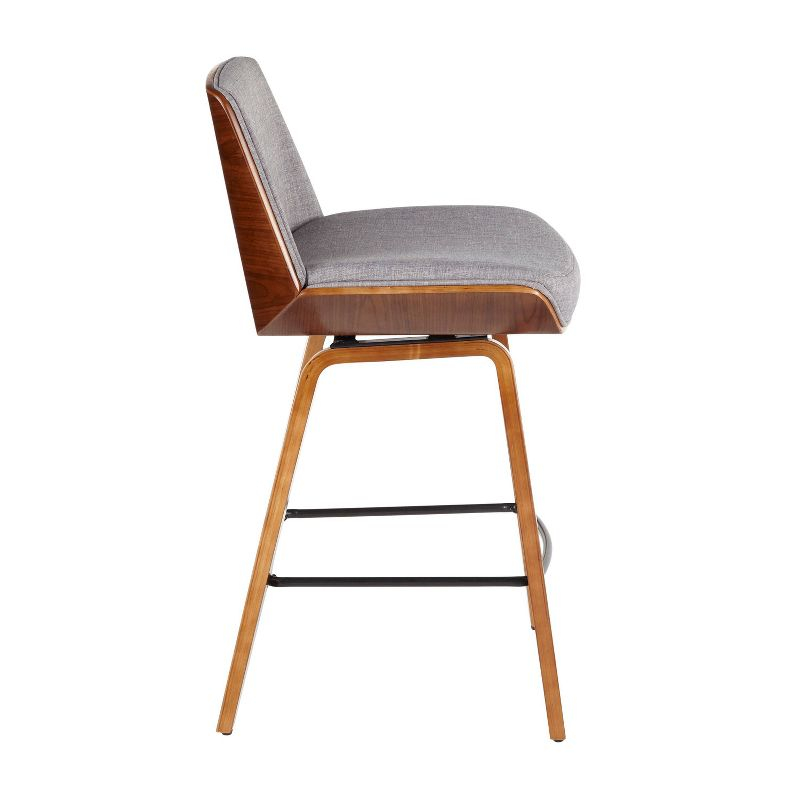 Corazza Mid Century Modern Counter Height Barstool Light Gray - LumiSource: Upholstered Seat, Wood Legs