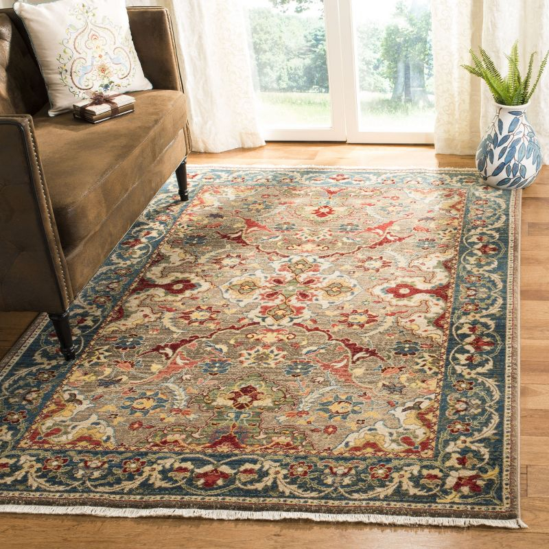 Kashan KSN307 Power Loomed Accent Rug - Taupe/Blue - 3'3"x4'10" - Safavieh