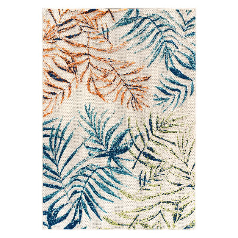 World Rug Gallery Bahama Palm Frond Floral Indoor/Outdoor Area Rug - Multi 5' x 7'