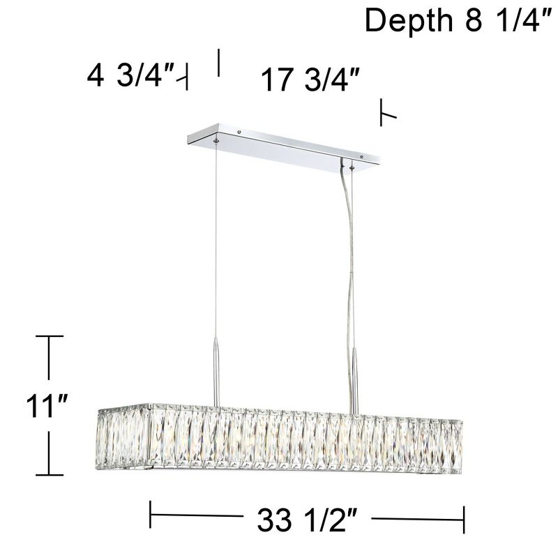 Possini Euro Design Sera Chrome Silver Linear Pendant Chandelier 33 1/2" Wide Modern Clear Crystal 5-Light Fixture for Dining Room Kitchen Island Home