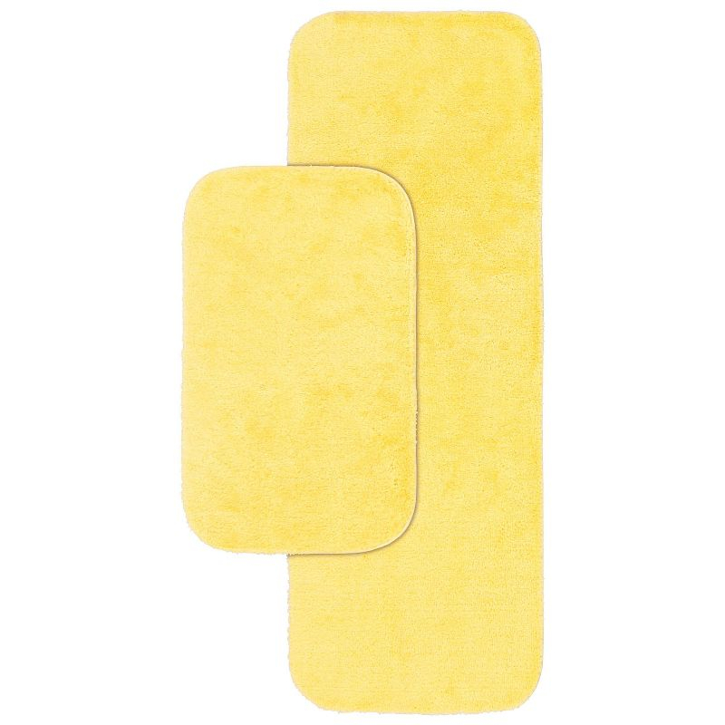 2pc Traditional Nylon Washable Bathroom Rug Set Yellow - Garland Rug