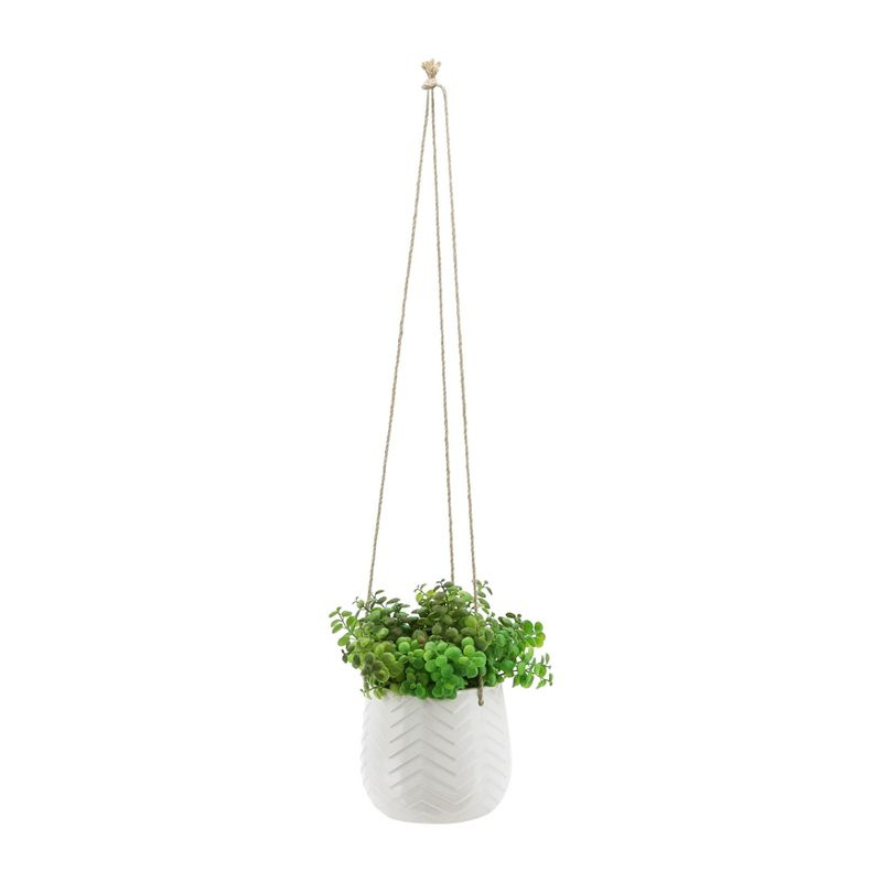 Sagebrook Home 7" Wide Chevron Ceramic Hanging Planter Pot White