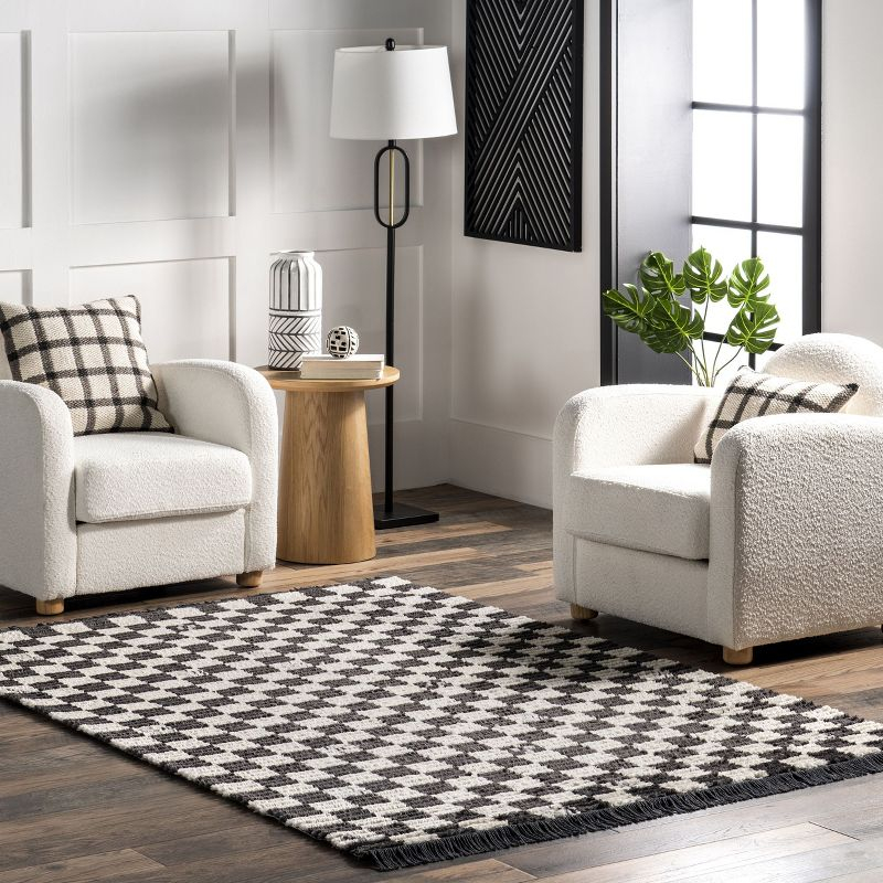 Nuloom Pania Geometric 4x6 Indoor Area Rug for Living Room Bedroom Dining Room Kitchen, Dark Grey
