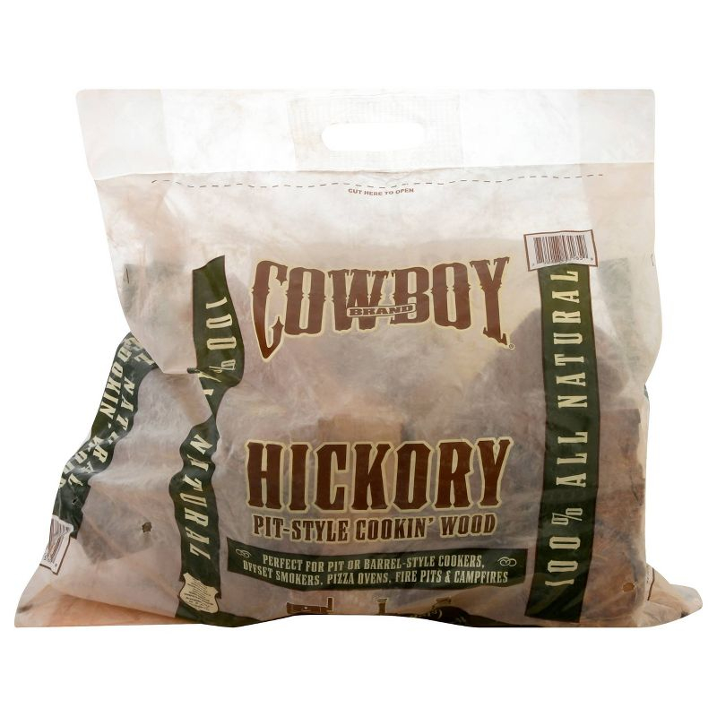 Cowboy .65 cu ft Hickory Cooking Wood: Kiln Dried, Long-Burning Fire Logs for Grills & Smokers