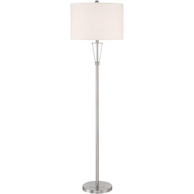 360 Lighting Shasta Modern 62 1/2" Tall Standing Floor Lamp Skinny Pole Silver Clear Glass Brushed Nickel Finish Living Room Bedroom House Reading