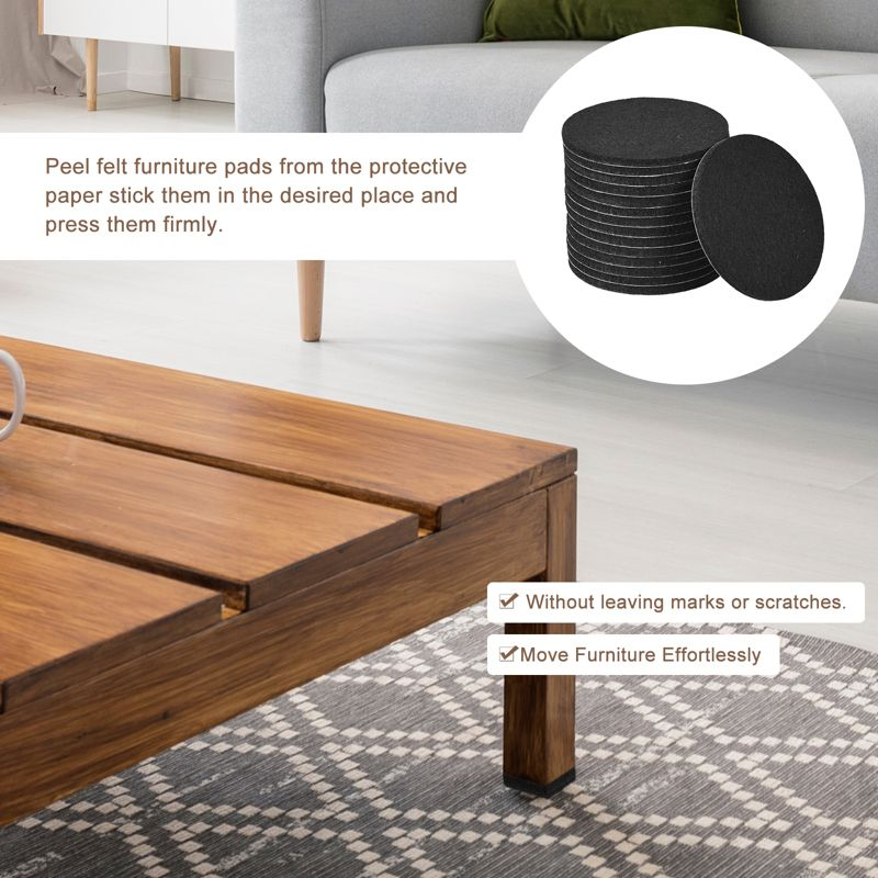 Unique Bargains Felt Round Self-Adhesive Floors Protectors Furniture Sliders Black 16 Pcs 3.5"
