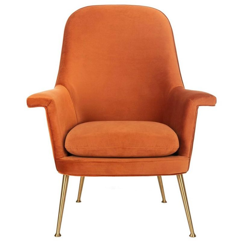 Aimee Velvet Arm Chair - SFV4701 - Sienna/Gold - Safavieh Couture