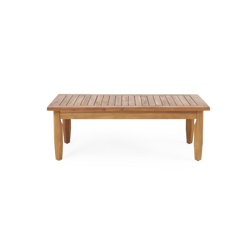 Christopher Knight Home Sloane Outdoor Acacia Wood Ottoman and Coffee Table, Teak/Dark Gray