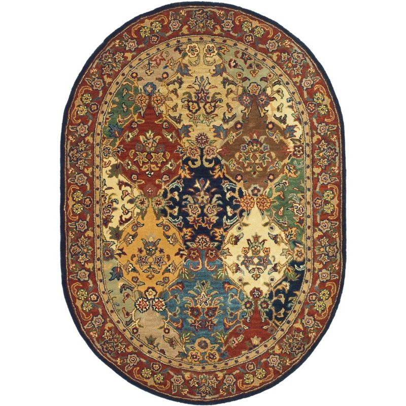 Heritage HG911 Hand Tufted Area Rug - Multi/Burgundy - 4'6"x6'6" Oval - Safavieh.