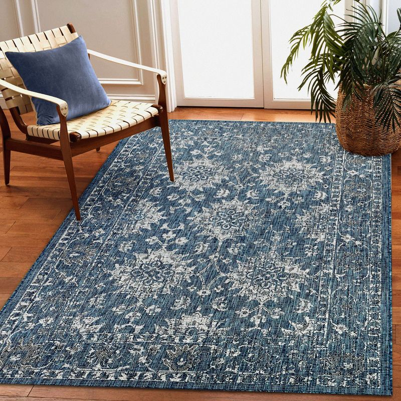 Liora Manne Carmel Vintage Floral Indoor/Outdoor Rug Navy 4'10" x 7'6"