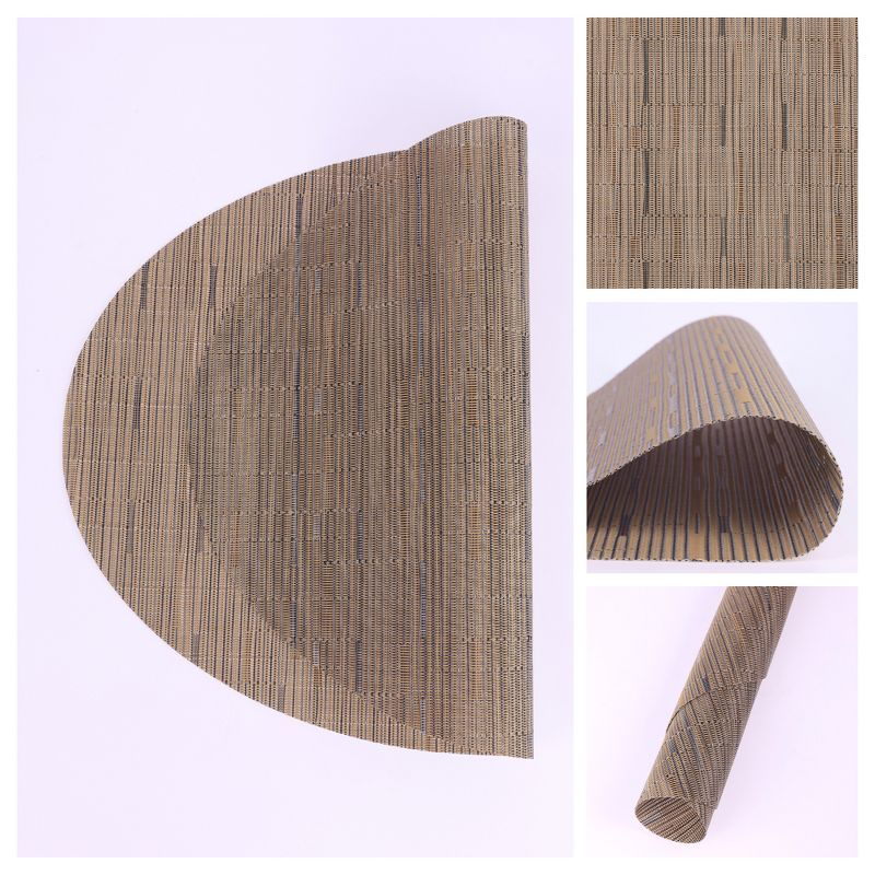 REGALWOVEN PVC Oval Kitchen Dining Table Decor Wipeable Placemats 6 Pcs Light Brown