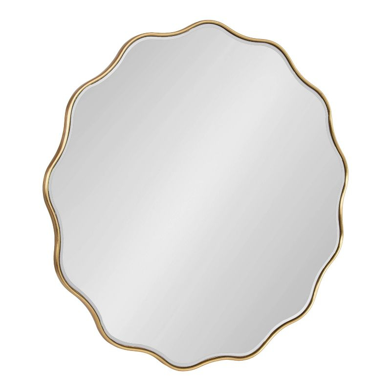 Kate & Laurel All Things Decor 32"x32" Viona Round Scalloped Mirror Gold: Luxury Glam Decor, No Assembly, Espejo