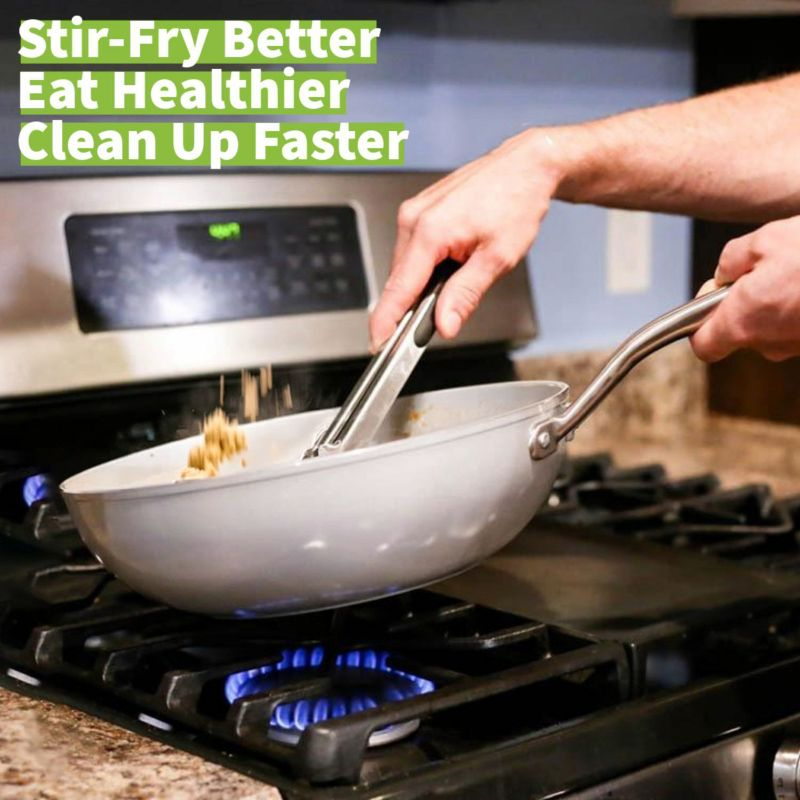 TECHEF CeraTerra - 12" Ceramic Nonstick  Flat Bottom Wok/Stir-Fry Pan