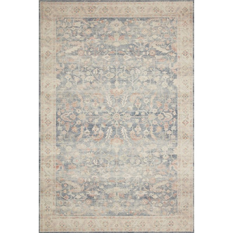 3'6"x5'6" Hathaway Rug Denim Blue - Loloi Rugs: Mid-Century Modern Medallion, Indoor Flat Pile, Polyester