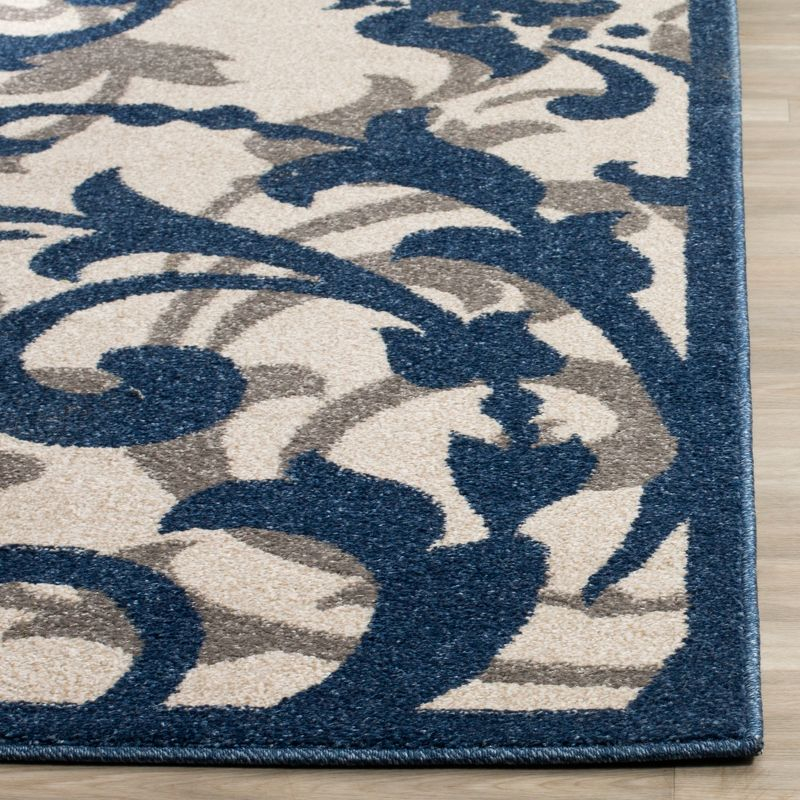 Amherst AMT428 Power Loomed Indoor Area Rug - Ivory/Navy - 7'x7' - Safavieh