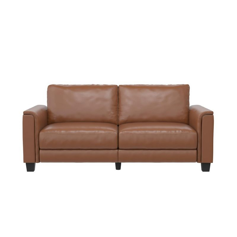 DHP Colton 3-Seater Upholstered Sofa, Camel Faux Leather