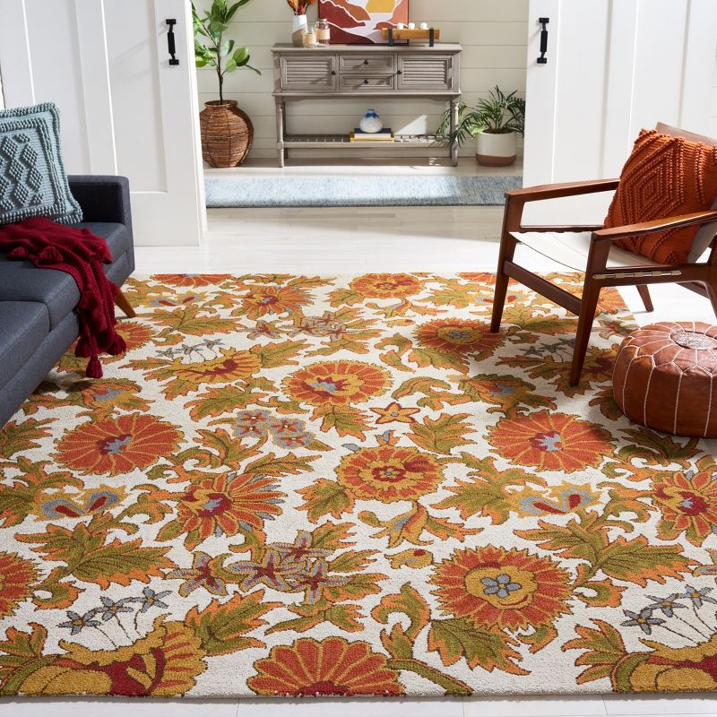 Blossom BLM912 Hand Hooked Area Rug - Beige/Multi - 6'x6' - Safavieh.