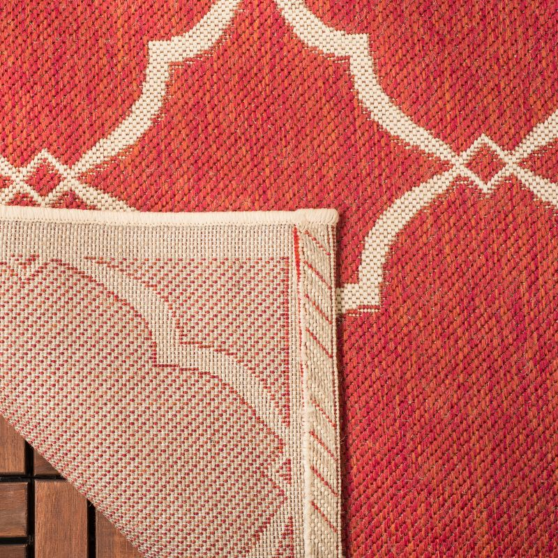 Beach House BHS125 POWER LOOMED Indoor/Outdoor Area Rug - Red/Creme - 4'x4' - Safavieh