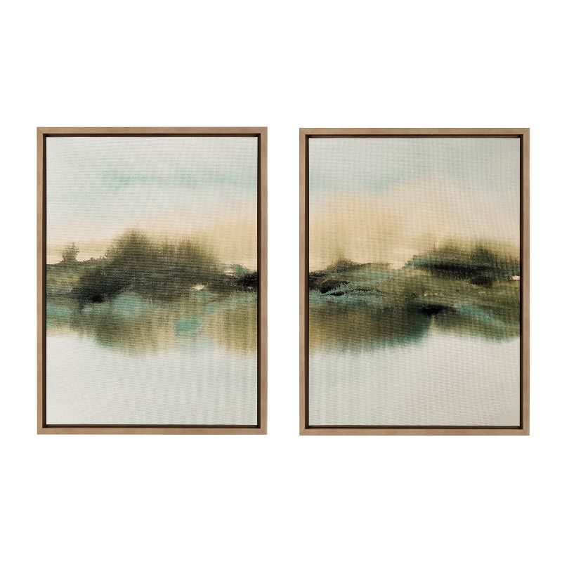 Kate & Laurel All Things Decor (Set of 2) 18" x 24" Sylvie Meadows Framed Canvas by Amy Lighthall Gold : Modern Vertical Wall Art