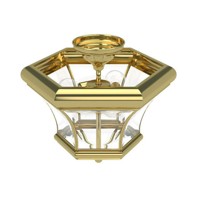 Livex Lighting Monterey 3 - Light Flush Mount in  Polished Brass