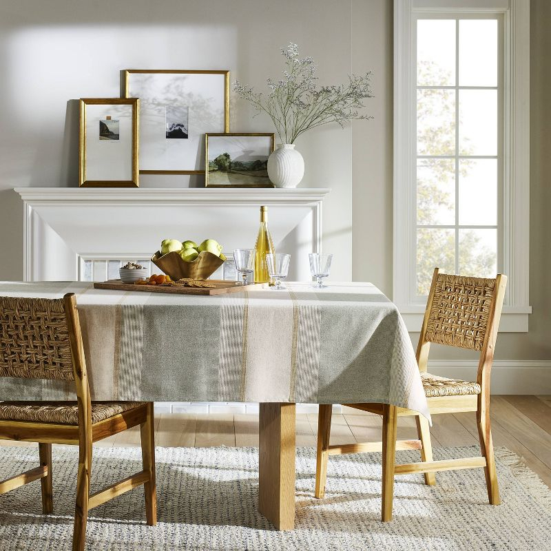 60"x104" Textured Striped Tablecloth Green - Threshold™ designed with Studio McGee