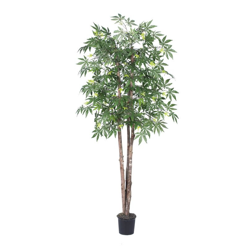 Vickerman 6' Artificial Japanese Maple Deluxe, Black Plastic Pot In a 7"Lx7"Wx6"H base.