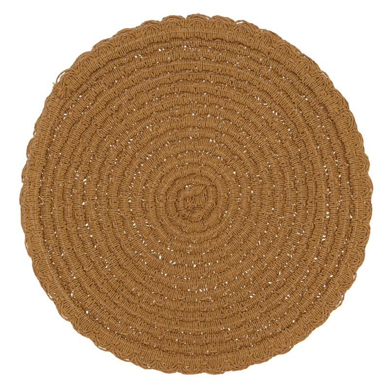 Saro Lifestyle Paper Woven Placemat, 15" Round, Caramel (Set of 4)