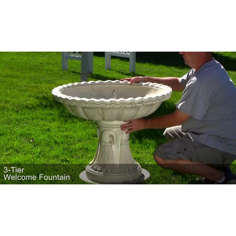Sunnydaze Electric Fiberglass 3-Tier Welcome Pineapple Top Outdoor Water Fountain - 57" - White