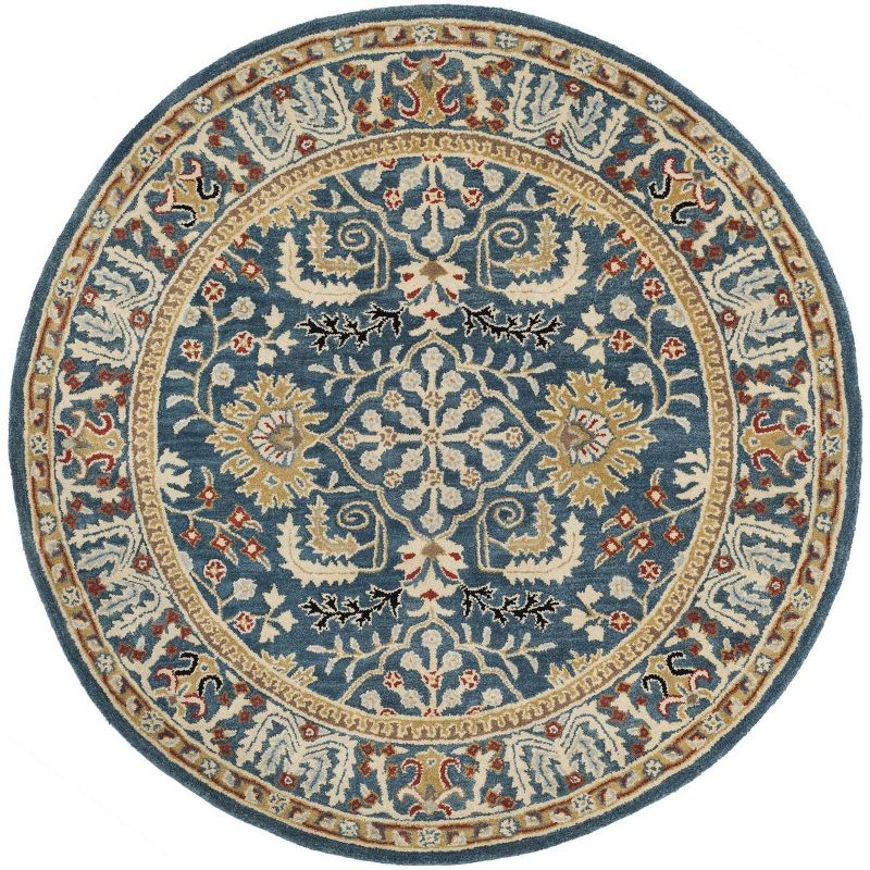 Antiquity AT64 Hand Tufted Area Rug - Dark Blue/Multi - 6' Round - Safavieh.