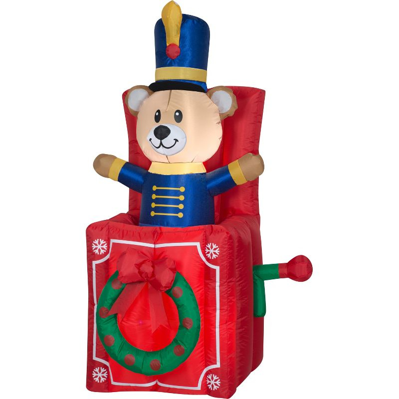 Gemmy Animated Christmas Airblown Inflatable Bear Pop Up, 5 ft Tall, Multicolored