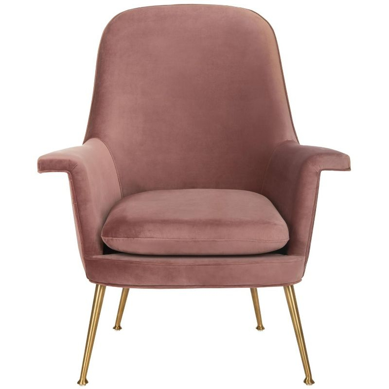 Aimee Velvet Arm Chair - SFV4701 - Dusty Rose/Gold - Safavieh Couture