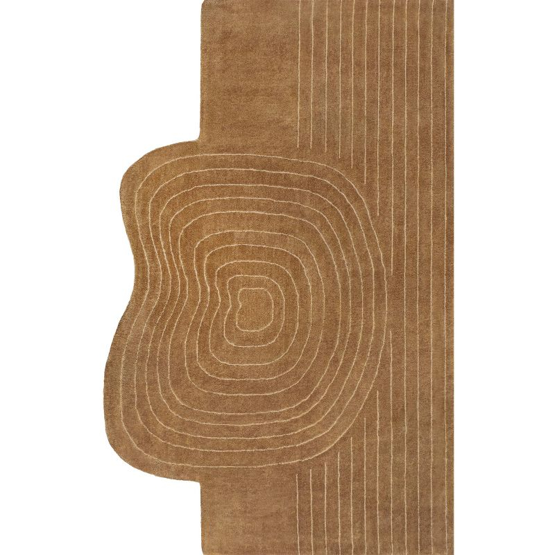JONATHAN Y Retro Bohemian Abstract Striped Handwoven Wool Light Brown/Beige 6 ft. x 9 ft. Area Rug