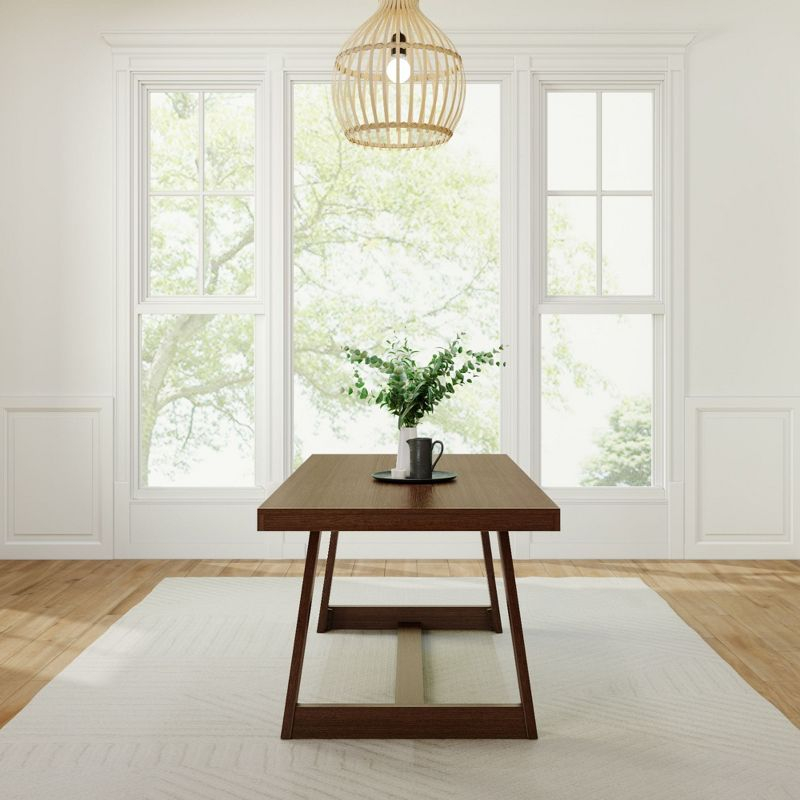 Plank+Beam 72" Dining Table for 6, Solid Wood Classic Farmhouse Style Kitchen Table, Walnut Wirebrush