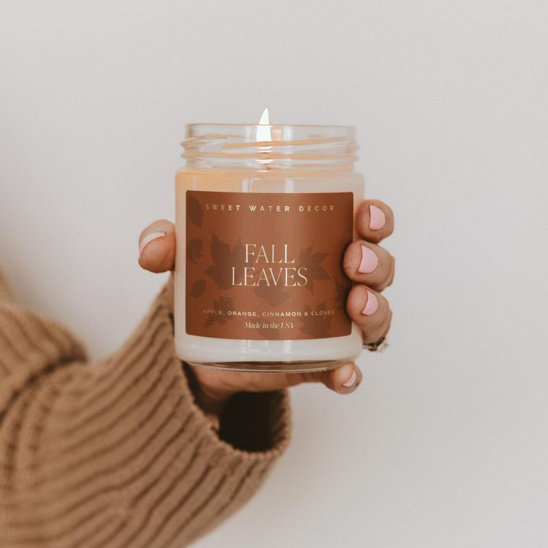 Sweet Water Decor Fall Leaves Patterned 9oz Clear Candle