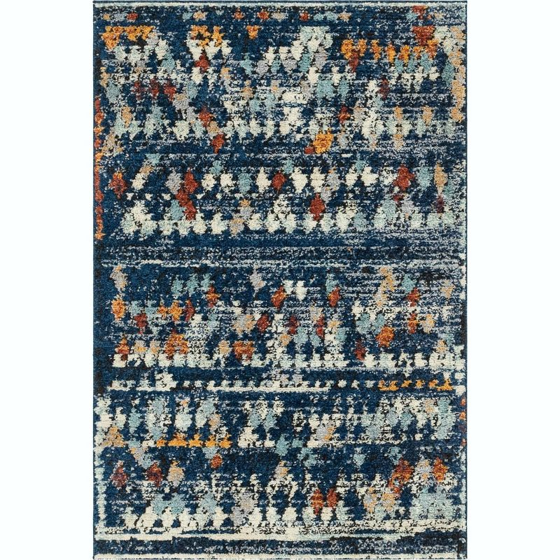 Unique Loom Morocco Collection Area Rug - Atlas (4'  x 6' Rectangle Navy Blue/Black)