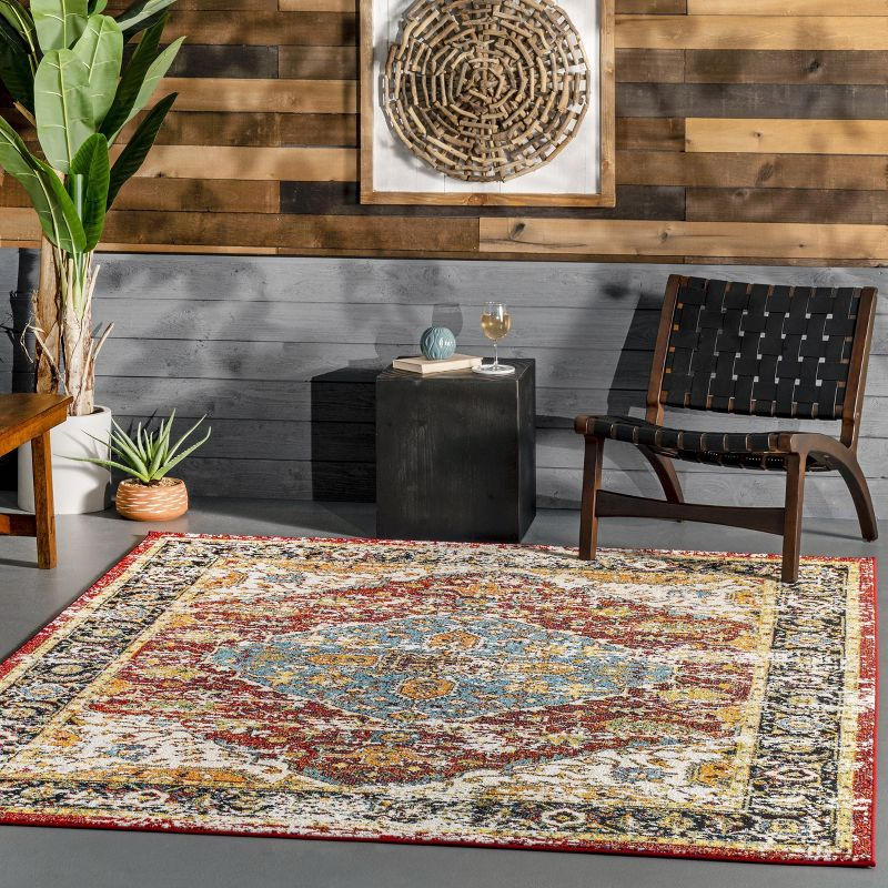 Nuloom Indoor/Outdoor Transitional Medallion Muriel Patio Area Rug, 4' x 6', Multi