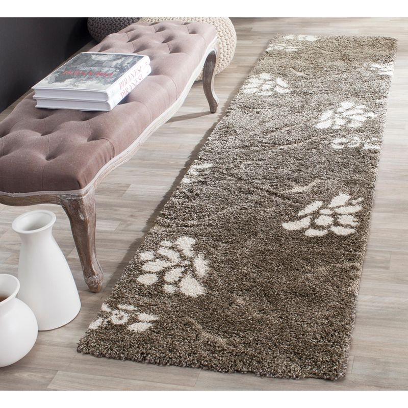 Florida Shag SG464 Power Loomed Runner Rug - Smoke/Beige - 2'3"x10' - Safavieh.