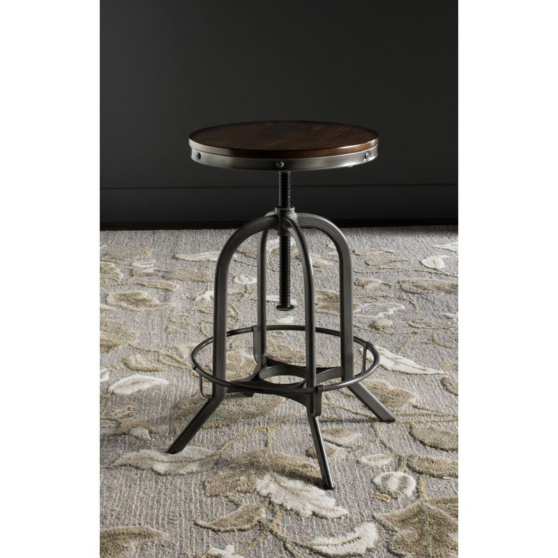 Wildomar Swivel Stool - FOX6226 - Burnt Oak/Iron - Safavieh Couture