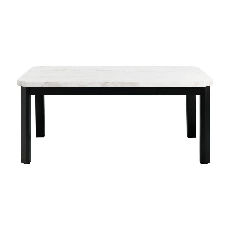 Picket House Furnishings Celine Marble Standard Height Dining Table White: Chic Black Base, Seats 4