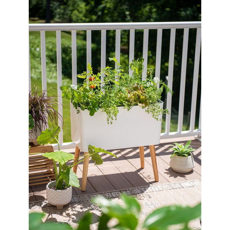 Ava Self-Watering Rectangular Planter - white