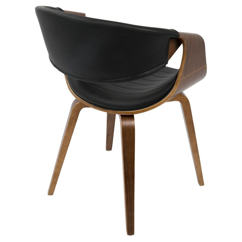 LumiSource Symphony Mid Century Modern Dining/Accent Chair Black: Upholstered, Wood Frame, Faux Leather