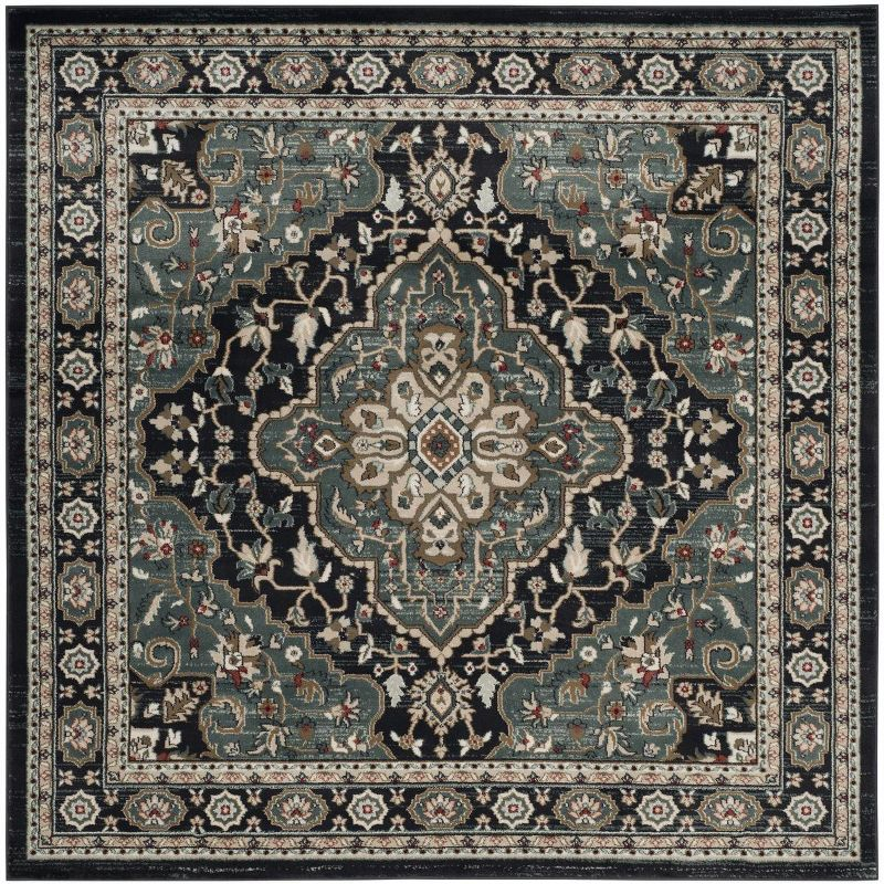 Lyndhurst LNH338 Power Loomed Area Rug - Anthracite/Teal - 7'x7' - Safavieh.
